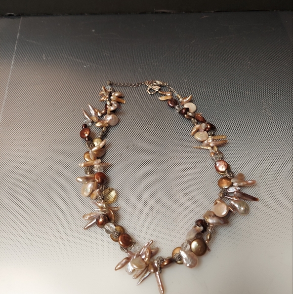 PEARLS FOR 2025 Beautiful Boho pearls twisted necklace whites creams beige brown - Picture 4 of 4